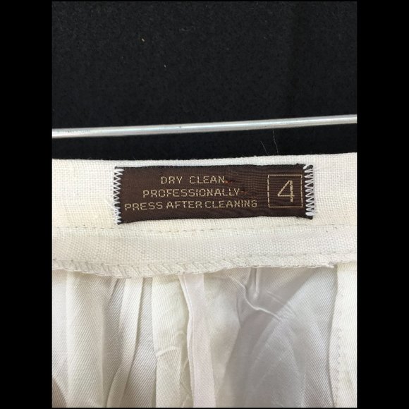 Vintage Ivory Linen Pleated Midi Skirt - Picture 3 of 6